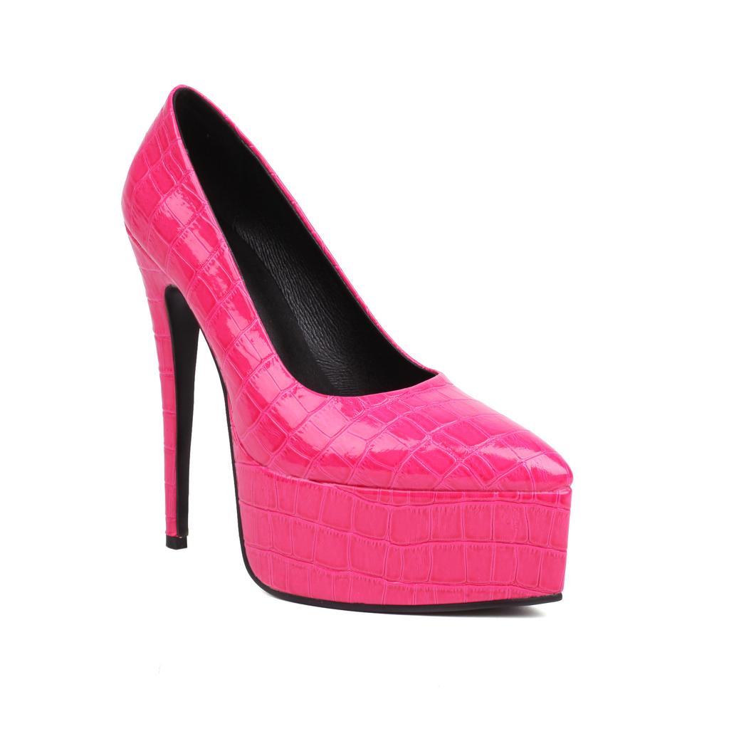 New Women'S Shoes Pointed Waterproof Platform Thick Sole Thick Super High Heel European And American Large Size High Heels Commuting Fashion