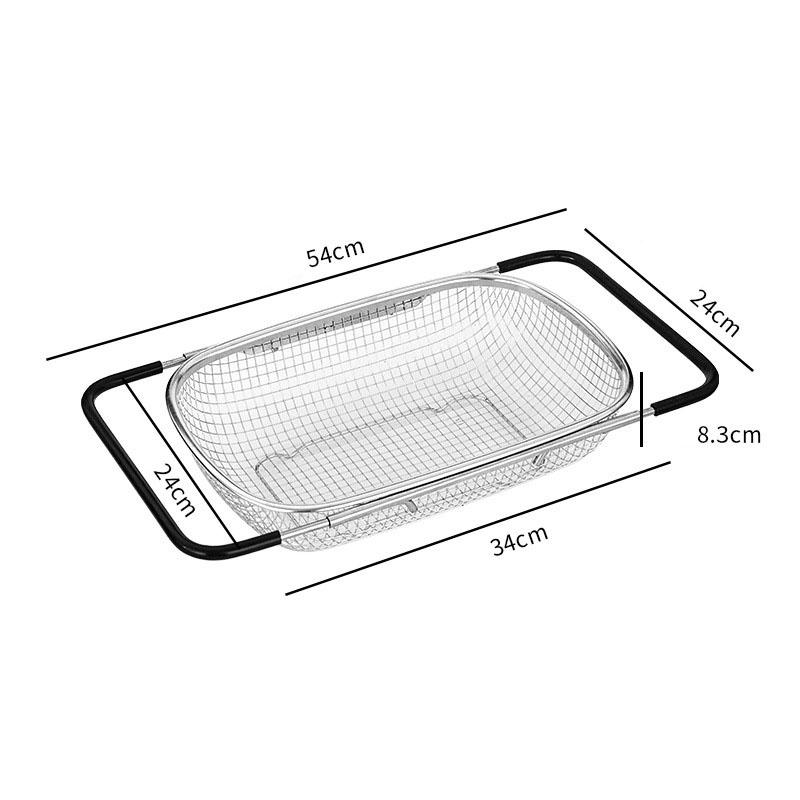 Gemüsespüle Waschkörbchen Obst Abtropfkorb Gestell Edelstahl Abtropfkorb Verstellbares Spülbeckenregal Multifunktionales Sieb Küchenzubehör