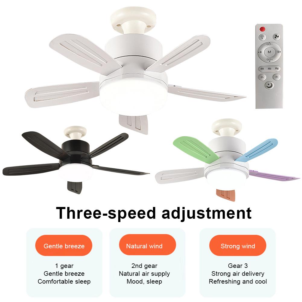 Silent Ceiling Fan with LED Lantern E27 Socket Electric Cordless Fan Modern Smart Cool Fan for Dining Room Bedroom Living Room