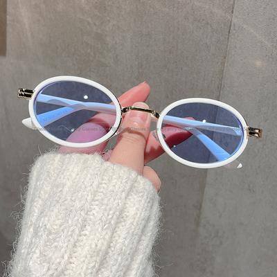 Women's Ins Small Oval Frame Sunglasses Men UV Proof Outdoor Metal Sun Shades Girls Female Luxury Design Retro Travel Eyewear