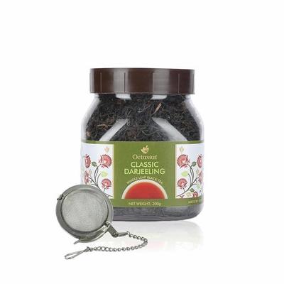 Octavius Classic pražený černý čaj Darjeeling - 200 g | ZDARMA sítko na čaj (MÍČ)|100% Přírodní čaj z celých lístků | Silný & Plný | Prémiový čaj