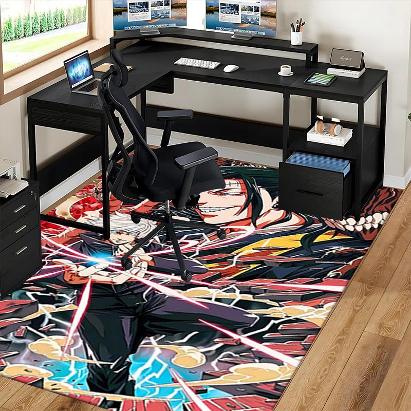 1pc Anime Cartoon Design Demon Slayer Tanjiro Kamado Office Chair Mat Non-Slip Carpet Suitable for Home Decor Living Room Bedroom Game Room Dormitory.