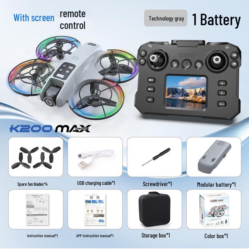 K200 Drone: Brushless, Screen-Integrated, Optical-Flow Positioning, Color Lights, Fully Protected Remote-Controlled Aircraft.