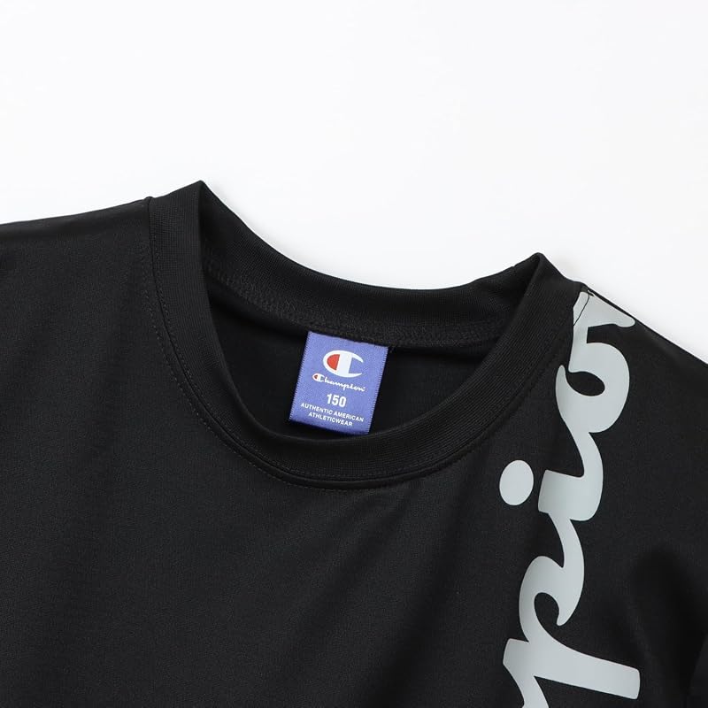 [Champion] Short-sleeved Crew Neck T-shirt, UV Protection, Quick-drying, Script Logo, T-shirt & Shorts Set, School Basic Sports CK-DSW02-090-160