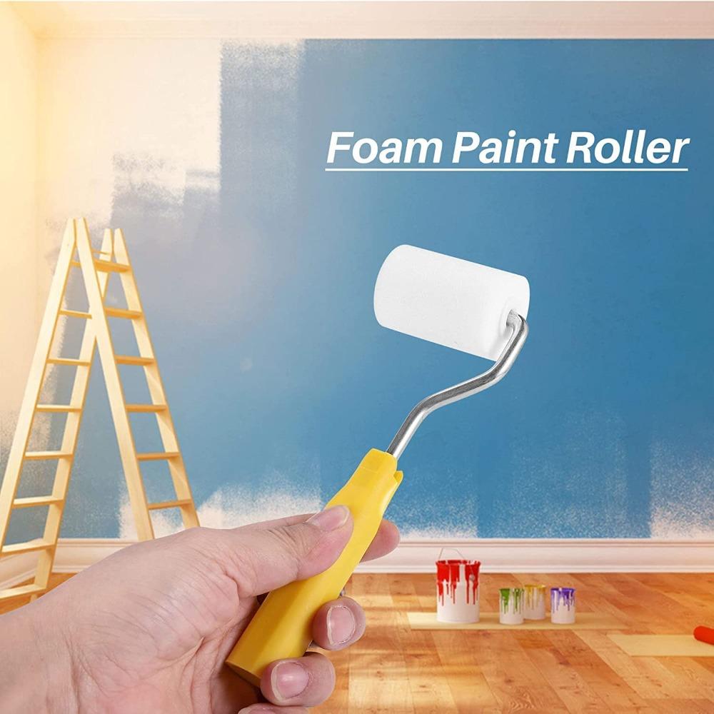 8Pcs White, Yellow Foam Paint Roller 2 Inch Sponge Small Roller Mini Paint Roller Kit  Cabinets