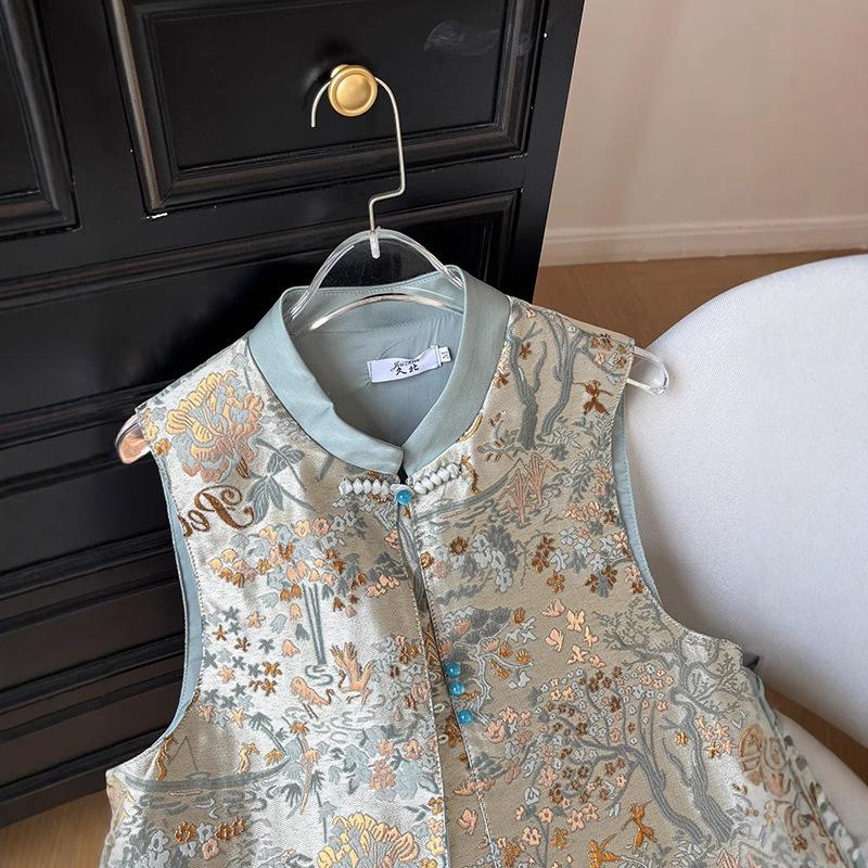 Button Sleeveless Vest Top Women's High-end Vest Women's Small Vest