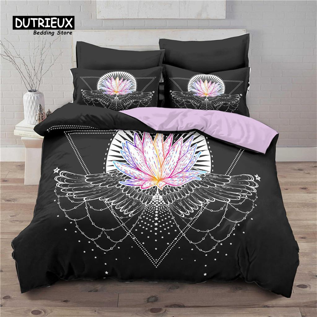 Comforter 3D Geometric Bedding Set Bohemian Style Sun Eye Star Floral Wing Abstract Pattern Print Microfiber King