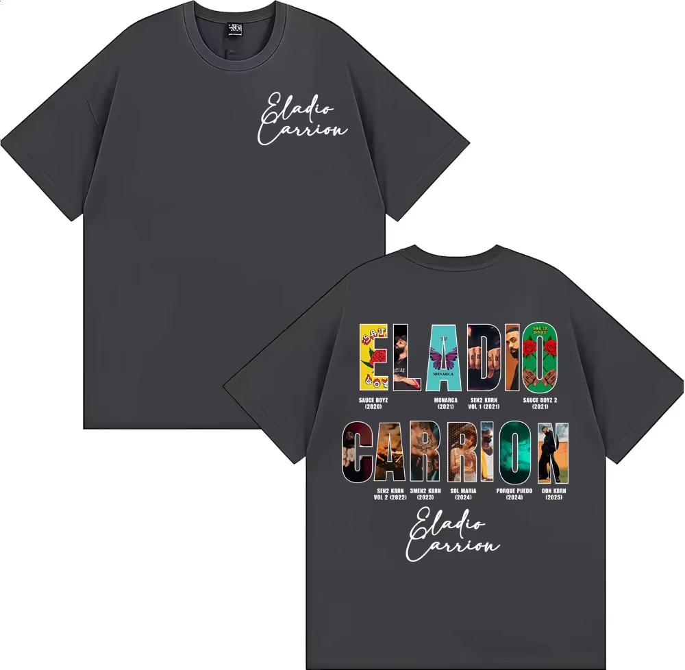Rapper Eladio Carrion Album Cover 2026 Tour T Shirt Men Women Vintage 90s Hip Hop Street Tshirts Casual Tshirt