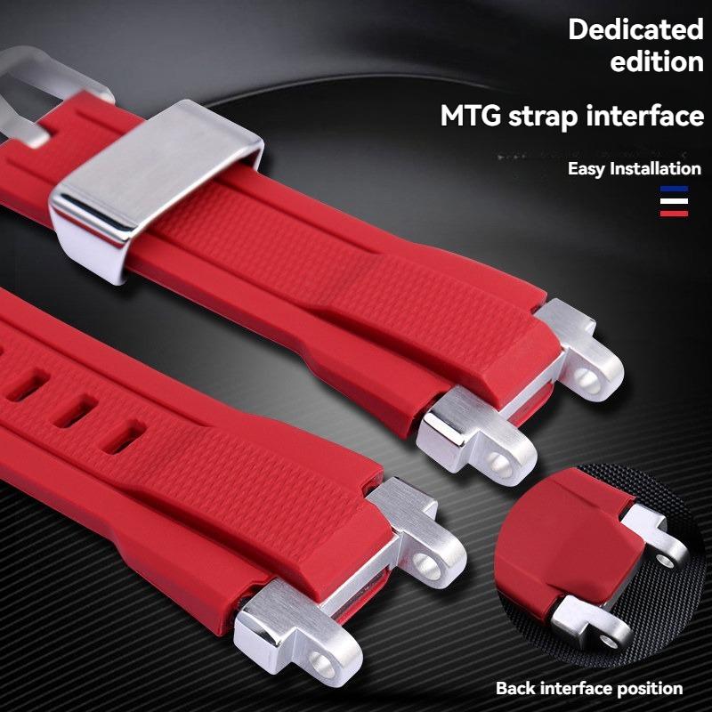 For Casio G-SHOCK Watch 5544 MTG-B1000 MTG-G1000 Modified Resin Rubber Silicone Watch Strap Replacement Metal Steel Strap Chain