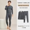 Men's Thick Fleece-Lined Cashmere Silk Base Layer Set for Winter