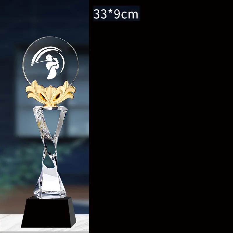 Customized High-End Golf Crystal Trophy, Souvenir, Home Decoration, Creative Metal Commemorative Rod, One Hole Award, 1Pc
