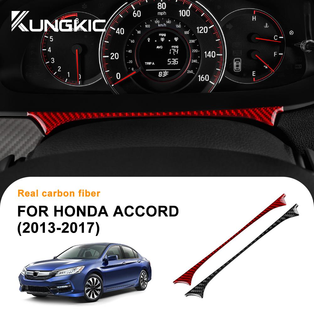 Real Soft Carbon Fiber For Honda Accord 2013 2014 2015 2016 2017 LHD Car Dashboard Strip Interior Trim Accessories