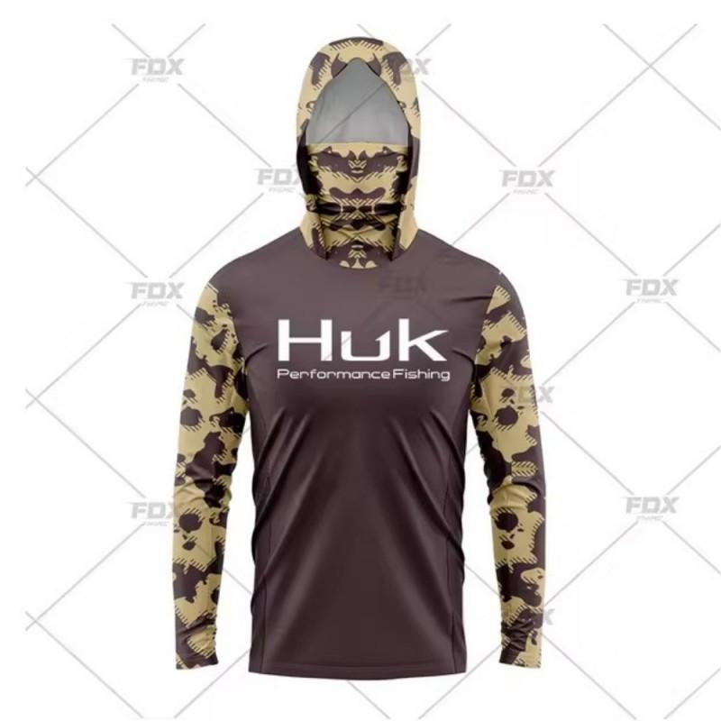 HUK Tuta da Pesca con Cappuccio e Maschera per Sport all'Aperto Leggera Protezione Solare Maniche Lunghe Luya