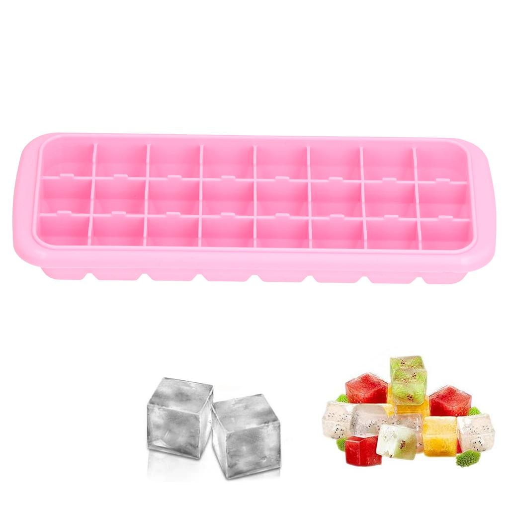 24‑Grids Ice   Tray with Lid Food Grade Silicone   Ice Mold Tray for Home Bar Use