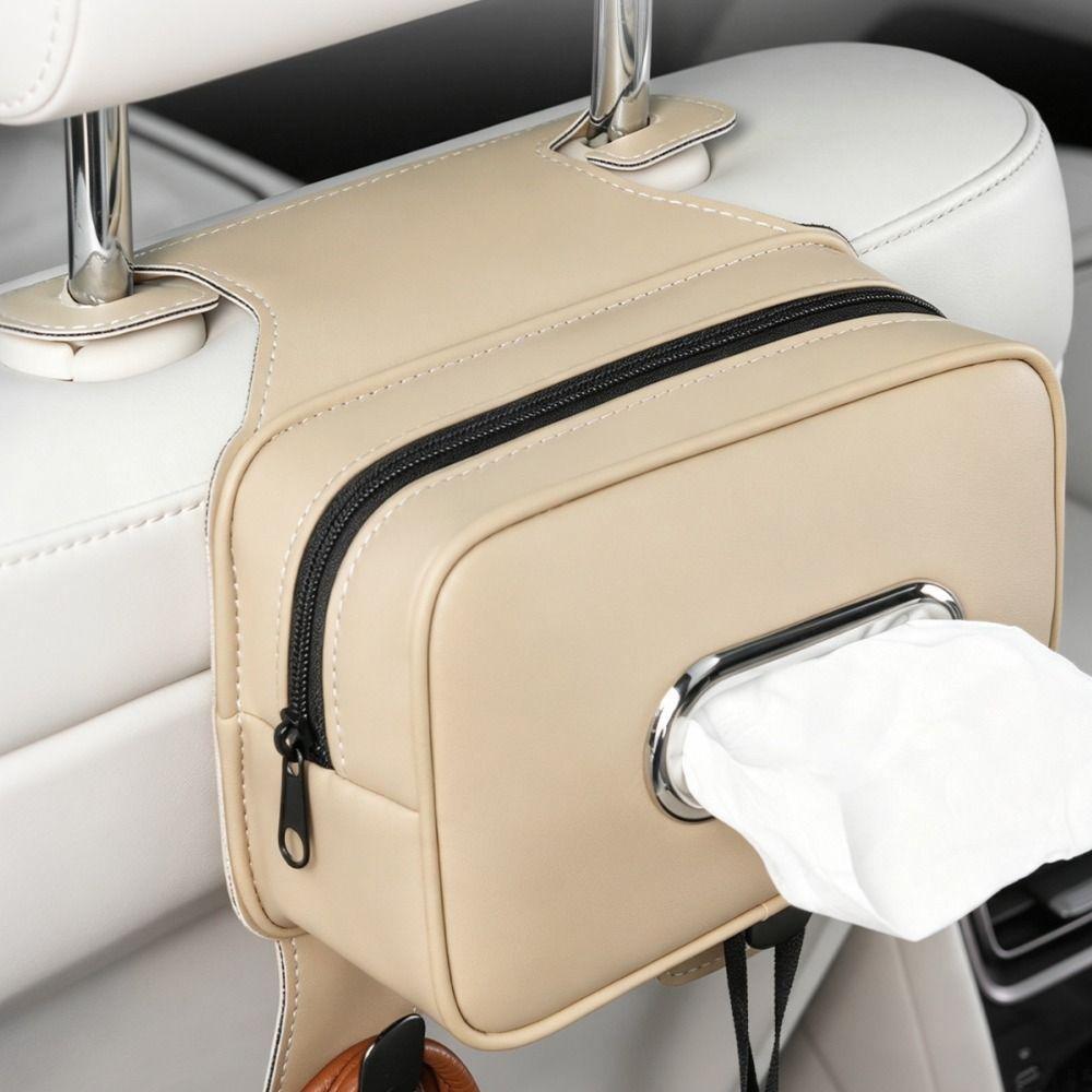 Easy Install Multi-functional Car Seat Back Tissue Box Waterproof Tissue Holder Center Console