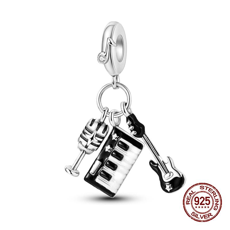 100% 925 Sterling Silver Guitar Musician Painter Doctor Career Charm Bead Fit 925 Original Bracelet DIY Souvenir Jewelry