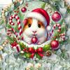 Christmas Guinea Pig In Santa Hat Festive Metal Wall Art Waterproof Dustproof 7.87x7.87 Inch