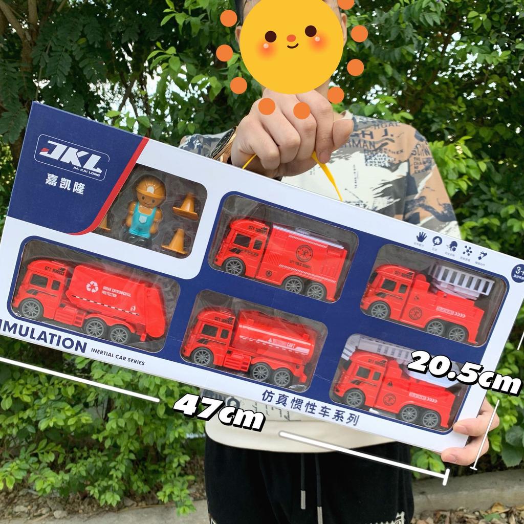 Construction Vehicle Large Inertia Pull Back Truck Children'S Fire Truck Excavator Crane Excavator Boy Car Model