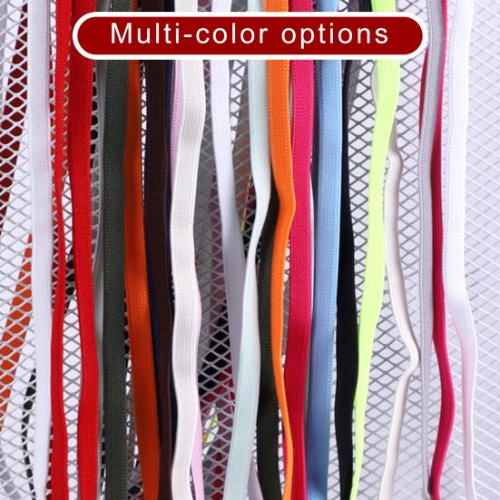 1 Pair 8mm No Tie Shoelaces Buckle Closing Opening Solid Color Flat Elastic Multipurpose Kids Adult Lazy Shoe Laces for Outdoor