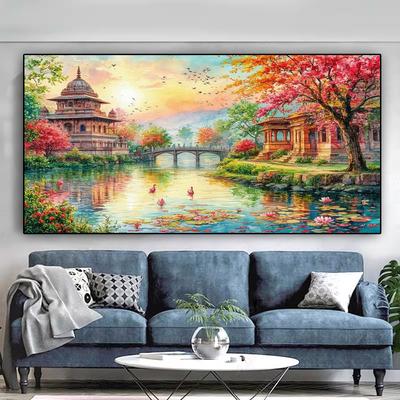 Diy Diamond Mosaic Park Scenery House River Large Size Diamonds Painting Full Drill Rhinestone Embroidery Jewelry Cross Stitch Kits Wall Decor