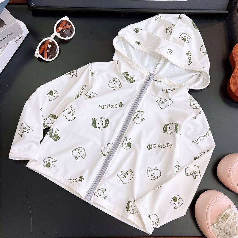 

Children s summer sun protection clothing for boys and girls, breathable and lightweight hooded skin clothing, children s clothing 80cm білий
