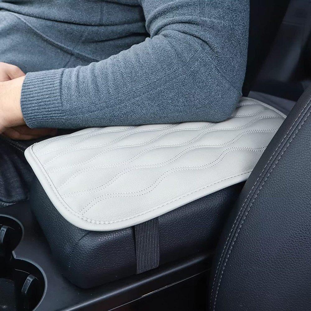 Car Center Console Cover PU Leather Center Console Auto Seat Armrests Box Pads With Elastic Strap Car Armrest Cover Protector