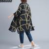 DIMANAF, chaquetas de verano de talla grande, abrigos, ropa de mujer, estampado Vintage, prendas de vestir exteriores a rayas para mujer, cárdigan holgado informal con cremallera, cárdigan fino