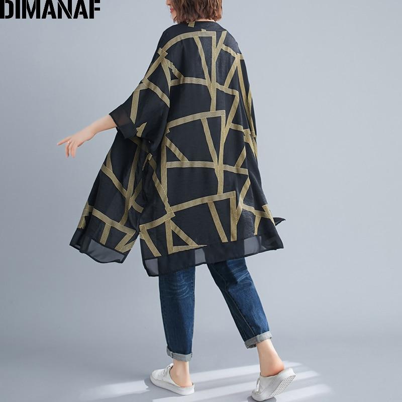 DIMANAF, chaquetas de verano de talla grande, abrigos, ropa de mujer, estampado Vintage, prendas de vestir exteriores a rayas para mujer, cárdigan holgado informal con cremallera, cárdigan fino