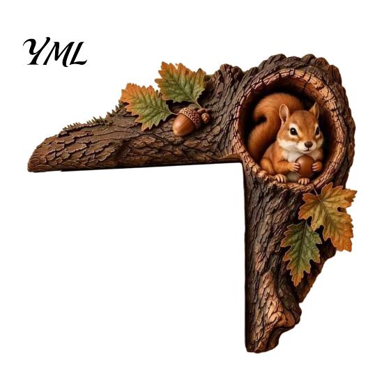Decorative Accents for Reading Nooks Chipmunk Tree Door Topper, Squirrel Owl Wooden Frame Sign, Funny Whimsical Woodland Decor Animals Corner