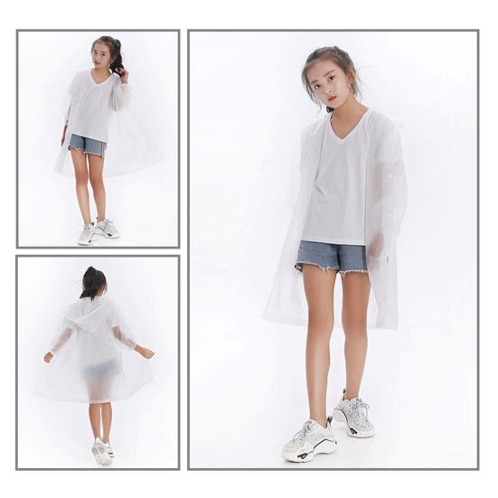 Kinder Regenmantel für Jungen und Mädchen, durchsichtig, mit Kapuze, EVA, lang, Regenschutz, Outdoor-Regenbekleidung