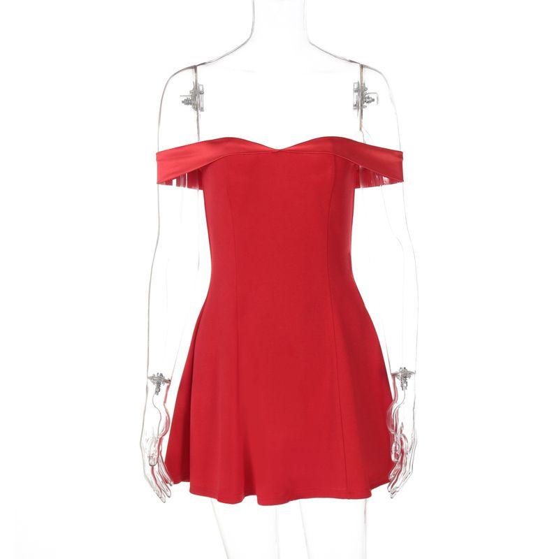 

Strapless One Neck off the Shoulder Dress Tube Top off Shoulder Dress Red S