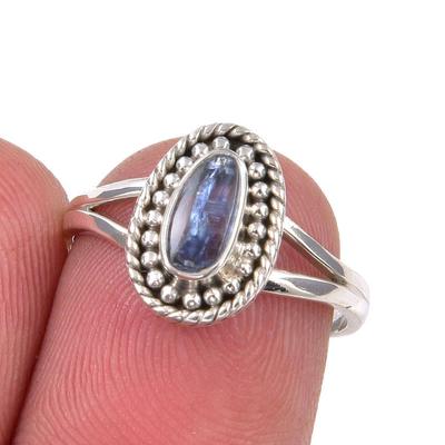 Natural Kyanite Gemstone Handmade 925 Sterling Silver Jewelry Ring Size 5.5 k2G39