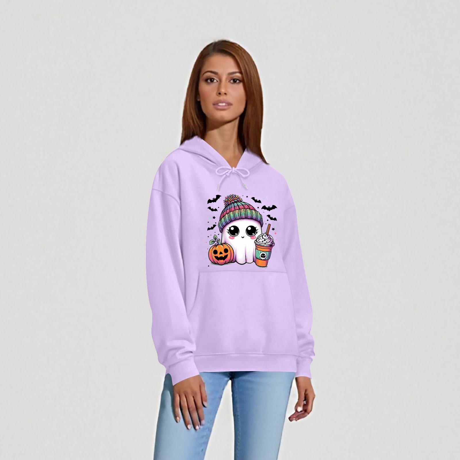 

Женская однотонная толстовка с капюшоном с длинным рукавом и принтом на Хэллоуин XXXL