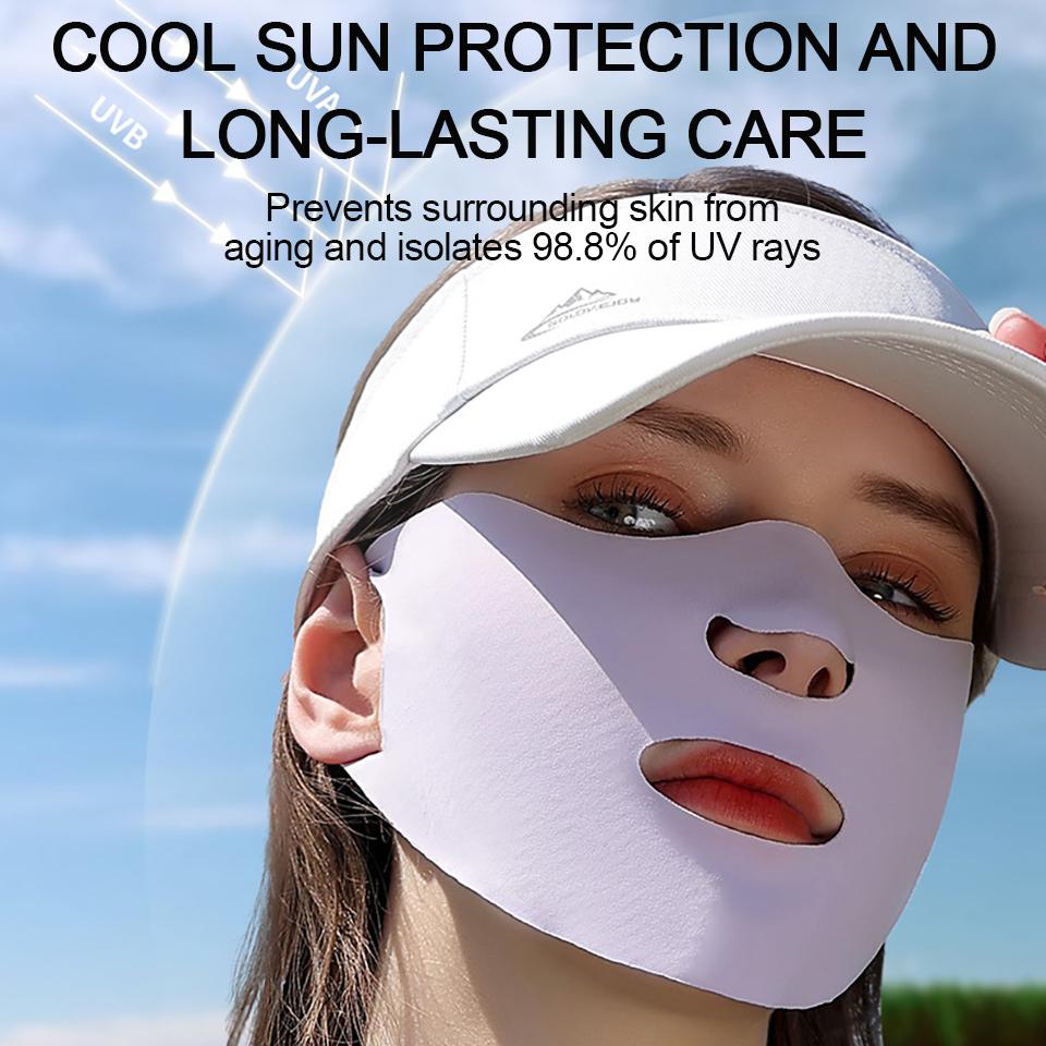 Gobygo 1Pcs Summer Ice Silk Sunscreen Mask Breathable Thin Moisturizing Mask Hanging Ear Type Sun Mask Outdoor Sports Men Women