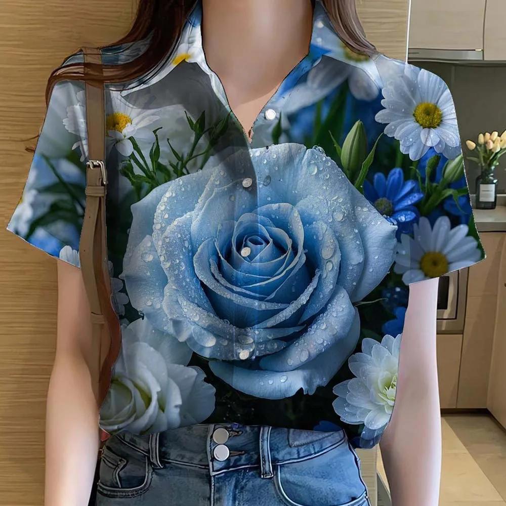 3D Printed Casual Beach Shirt Summer New unflower Blouse Y2k Women's Clothes