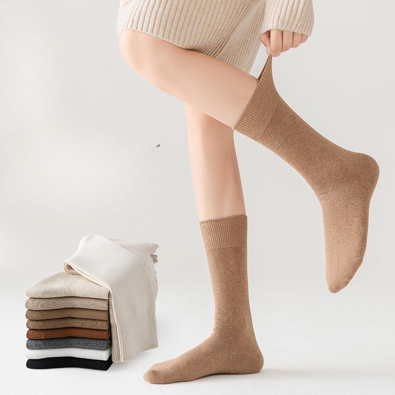 

Long Cotton Women s Socks Double Needle Autumn and Winter Cotton Socks Combed Cotton Women s Long Socks Solid Colour Anti-odor Women s Socks 1 pair білий