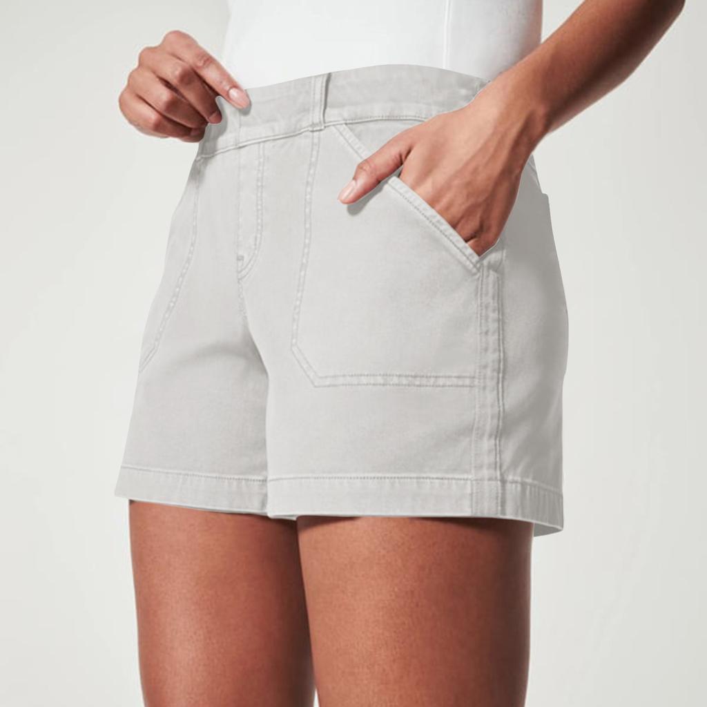 Buzunare laterale scurte din twill elastic moale pentru femei Sensare moale, fără nasturi și fără fermoar Potrivire flatantă