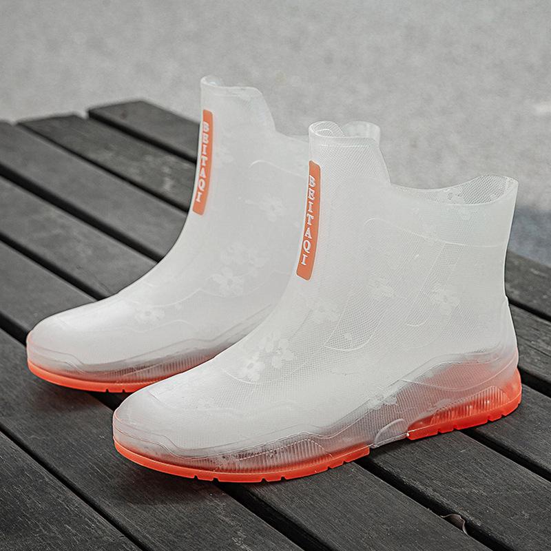 

New transparent rain shoes women s fashion jelly short tube waterproof glue shoe cover shoes outdoor non-slip water shoes rain boots 40