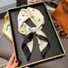 Luxury minimalist printed scarf, faux silk square 70cm, versatile spring and sun protection shawl, hair tie scarf