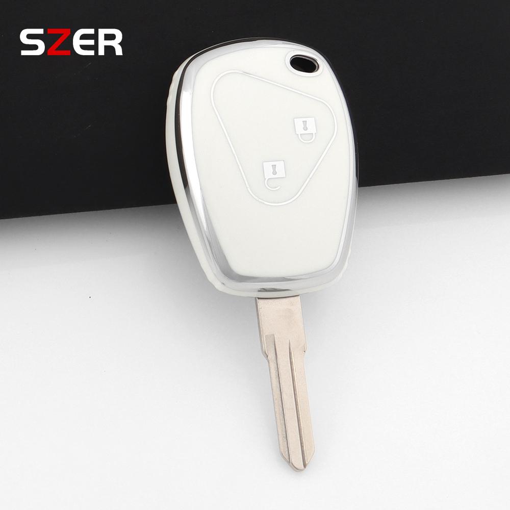 2 Button Tpu Car Key Case Cover For Renault Trafic Clio Duster Logan Dacia Sandero For Nissan Terrano Almera Protector Keychain