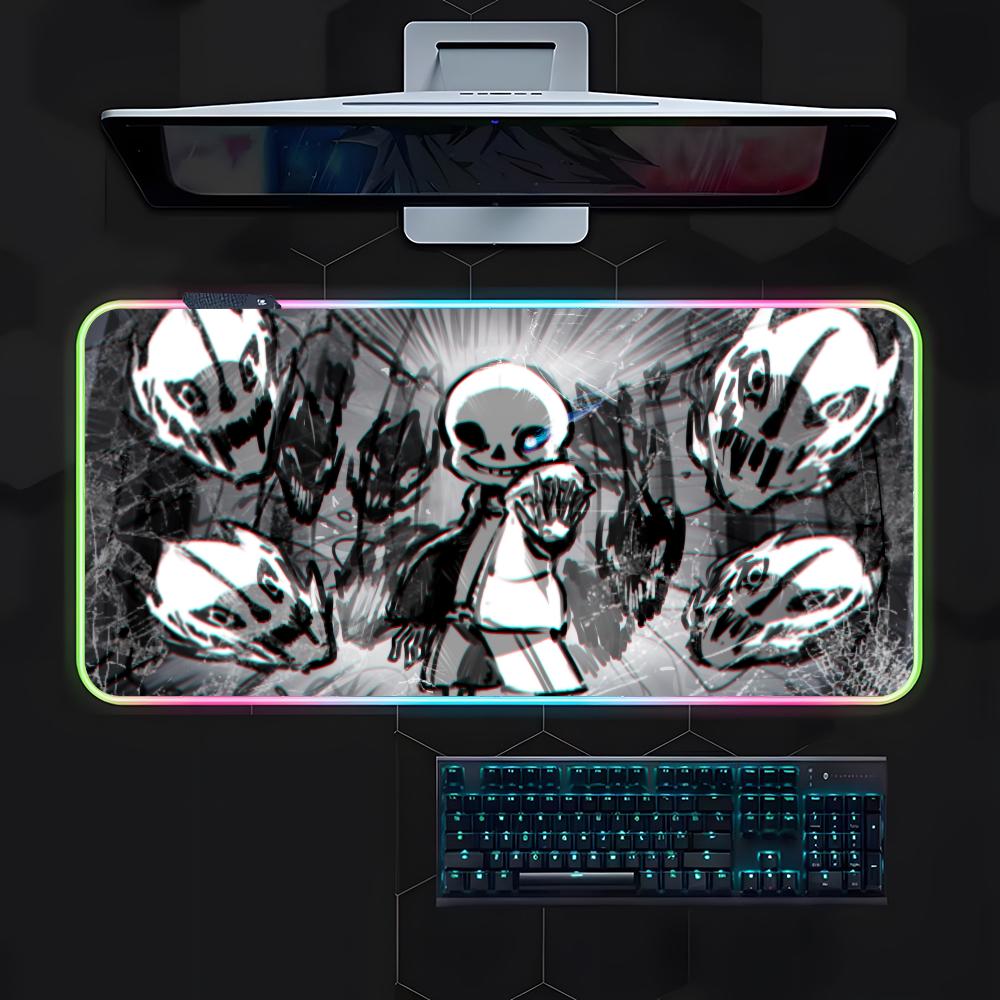Игровой коврик для мыши Undertale Игровой коврик для мыши со светодиодной подсветкой Игровой стол RGB Deskmat Клавиатура ПК Коврик для мыши RGB600x300x3mm