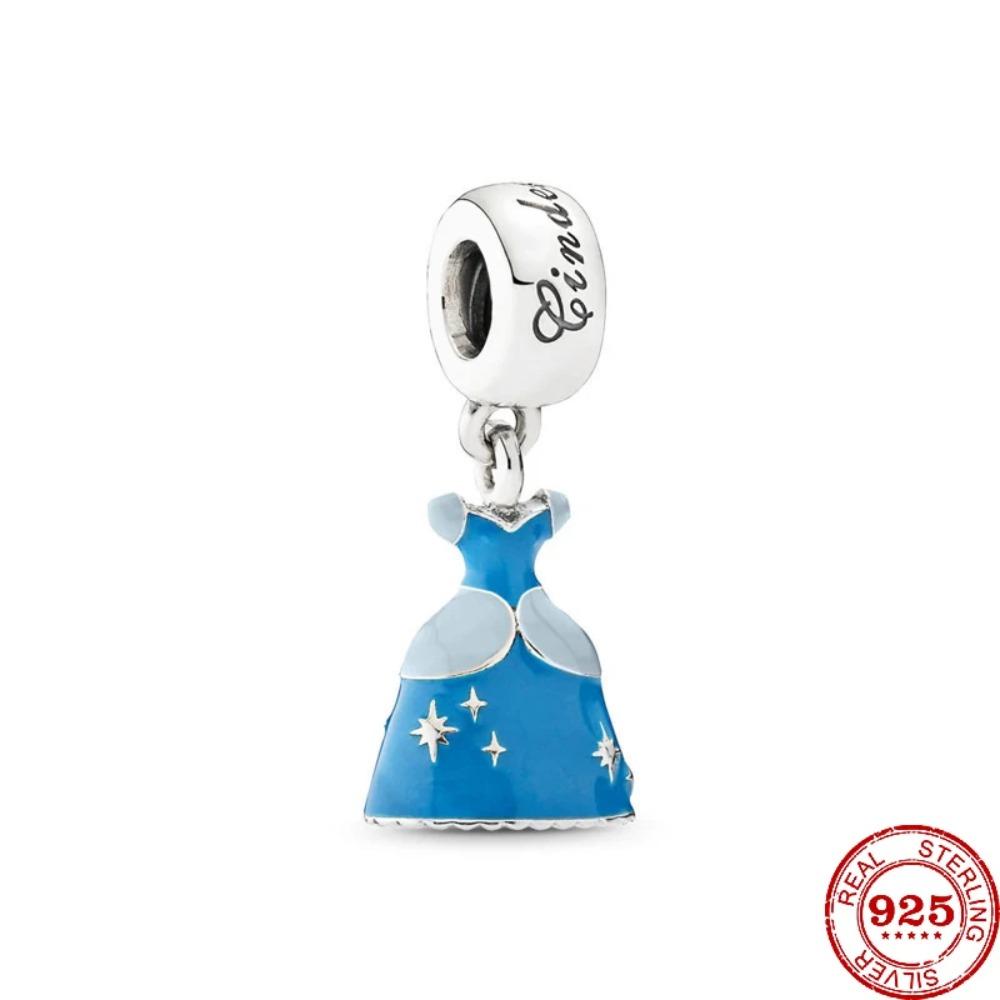 925 Silver   Princess Charm Pendant Fit  Bracelets DIY Women Jewelry Exquisite