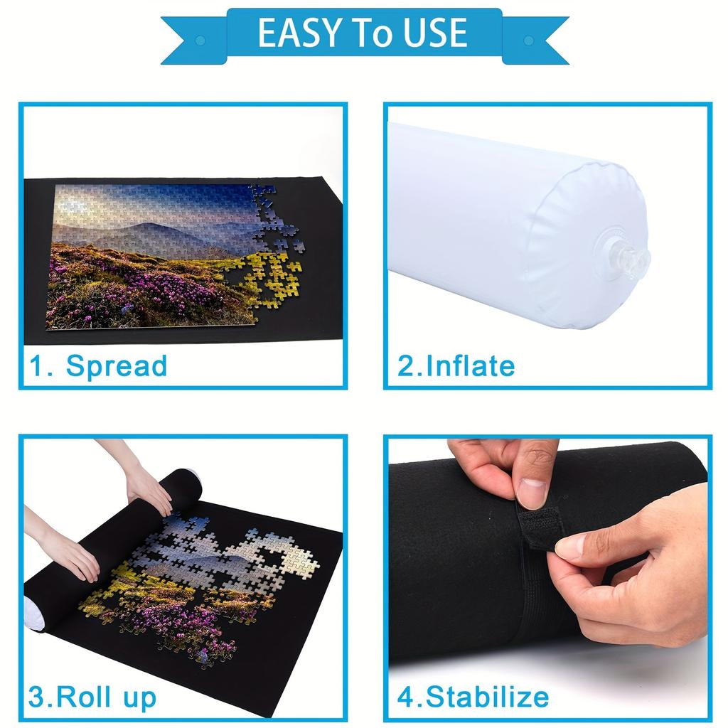 1/6pcs Portable Puzzle Roll-Up Mat - Inflatable Tube & Drawstring Bag, Fabric Keeper for 1500pcs, DIY Puzzle Organizer