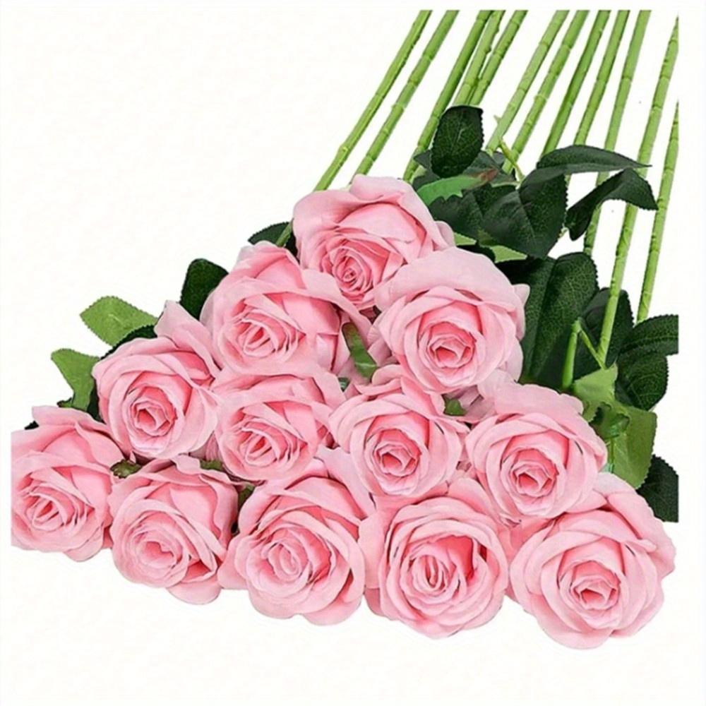 1PC Valentine's Day Wedding Decoration Rayon Flowers Realistic Rose Bouquet With Long Stems For Home Wedding Decoration Party,
