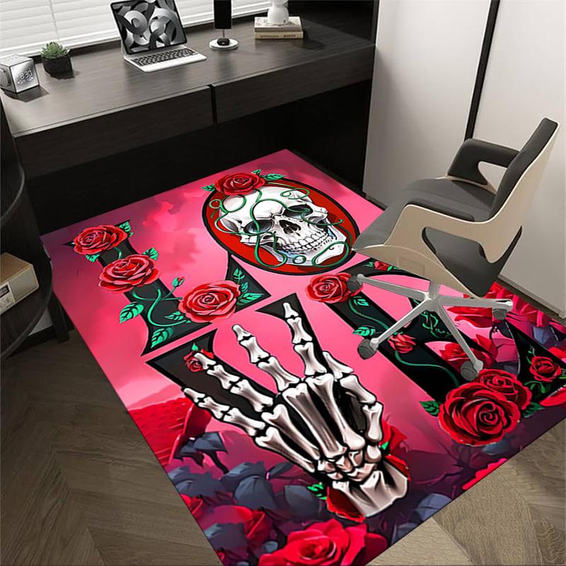1PC Love Skull Extra Large Non Slip Floor Carpet, Office, Family, Studio   Large Area Rug Indoor Rugs, Bold Statement Piece