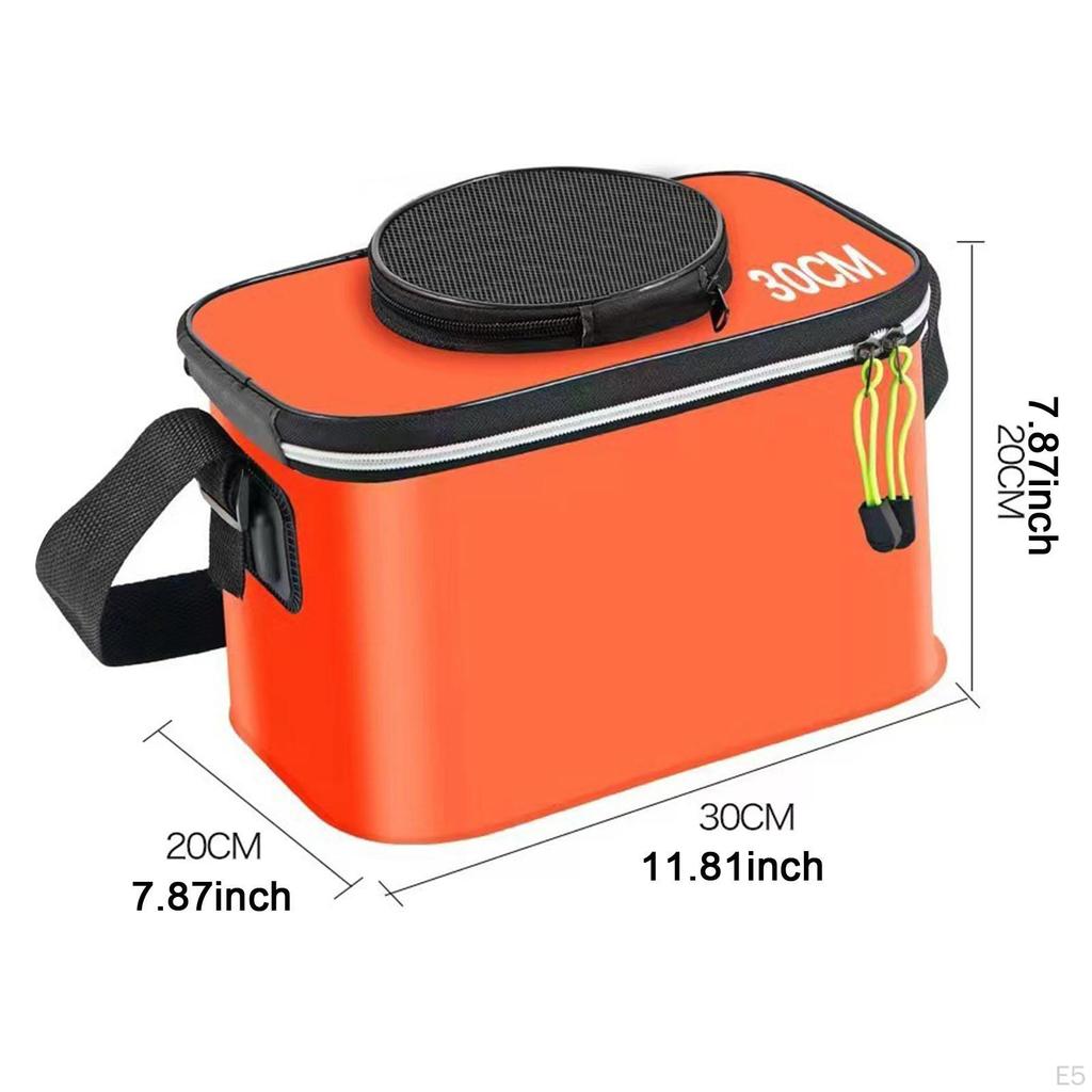 Fishing Bucket Fish Carrier Foldable Multifunctional Large Capacity Live Container with Strap