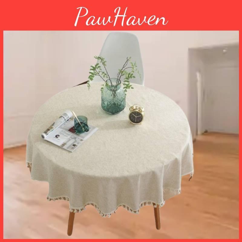 Solid Color Round Tassel Tablecloths Table Cover Indoor Outdoor Decorations