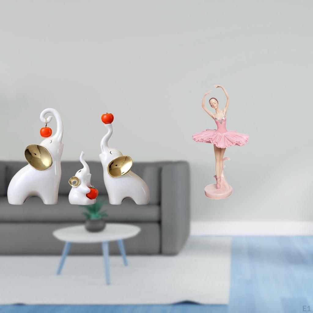 Graceful Elephant Family Ballet Resin Sculptures Artistic Animal Figurines for Desk Living Room