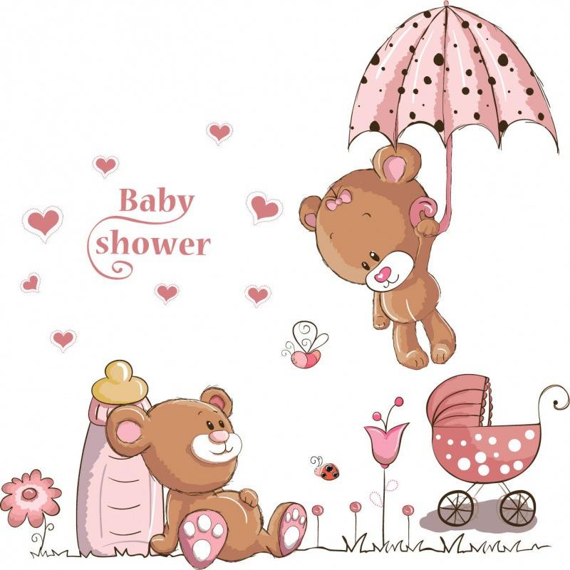 AY7194 Cute Bear Fifth Generation Removable Wall Sticker PVC Transparent Film Printable