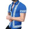 Summer European and American men's 1D printed casual short-sleeved cardigan shirt